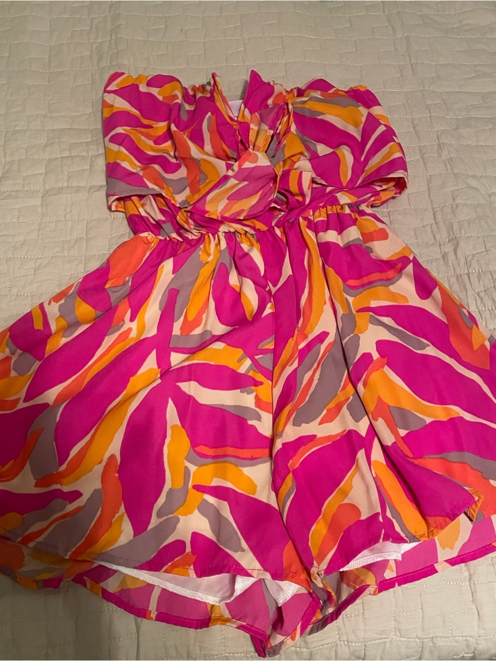 Kids Bright Pink Multicolor Printed Dress - Brand Unspecified